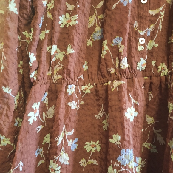 Madewell Norma Rae Floral Print Long Sleeve Dress In Dark Merlot - Picture 10 of 16